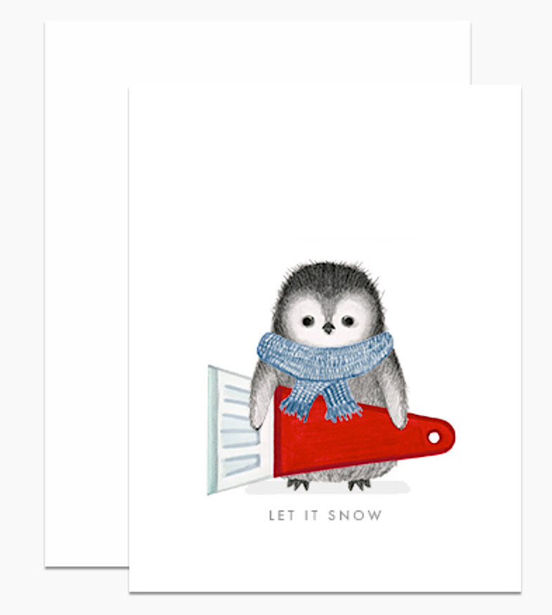 Dear Hancock Card - Penguin with Snow Scraper