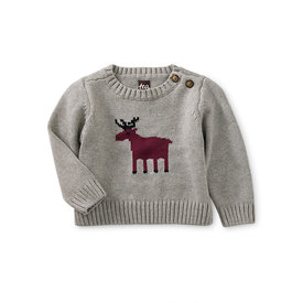 Tea Collection Tea Collection Moose Baby Sweater - Med Heather Grey
