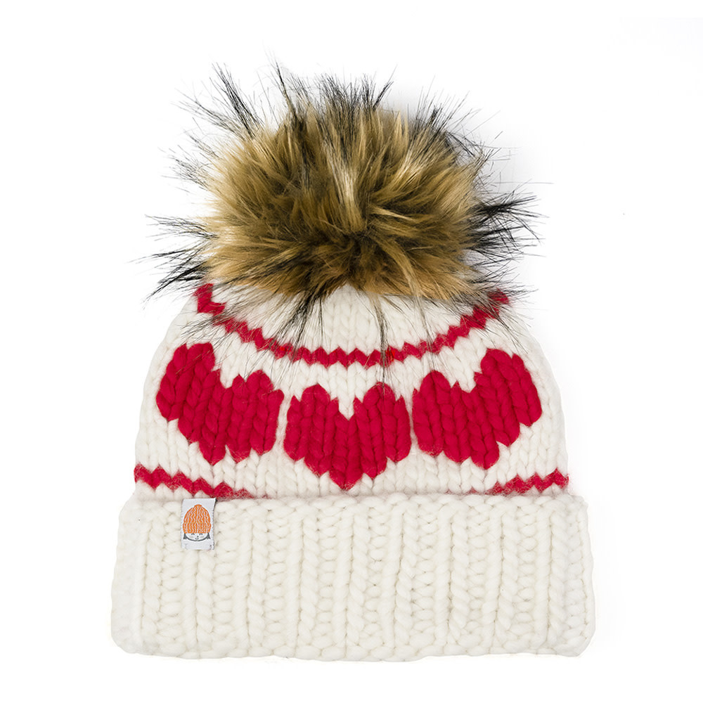Sh*t That I Knit - The Red Hearts Beanie - White Lie