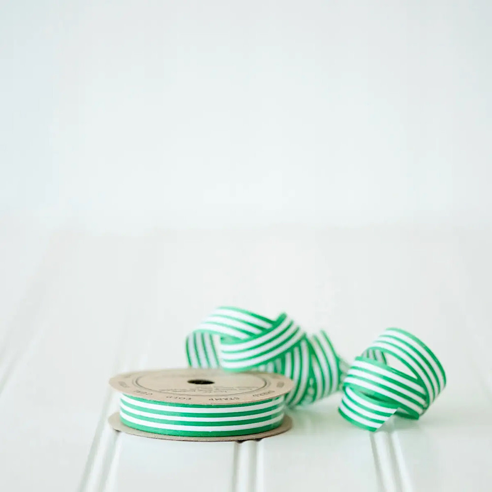 Wrappily Eco Gift Wrap Co. Wrappily Eco Gift Wrap Curling Ribbon - Green/White