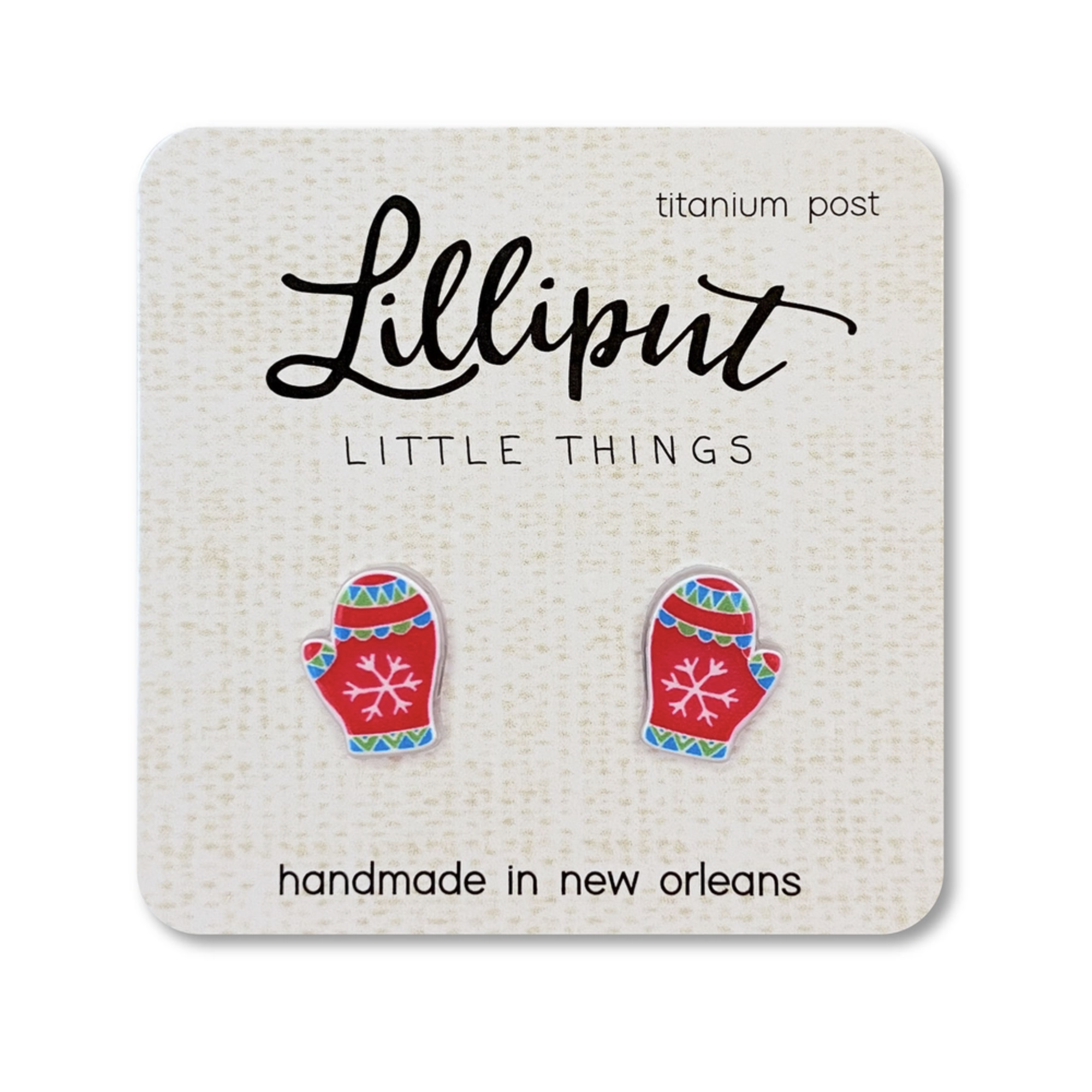 Lilliput Little Things Earrings - Christmas Mittens