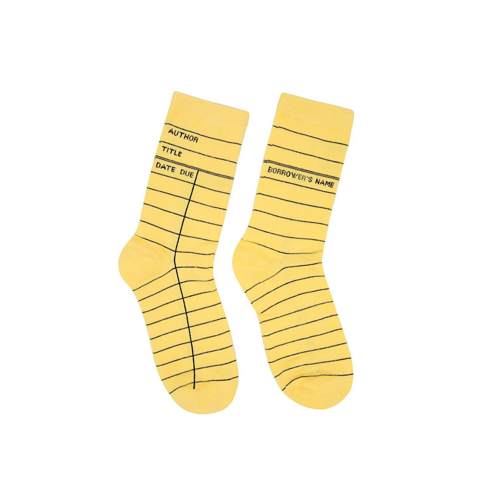 Out of Print Out Of Print Socks - Yellow Library Card - S