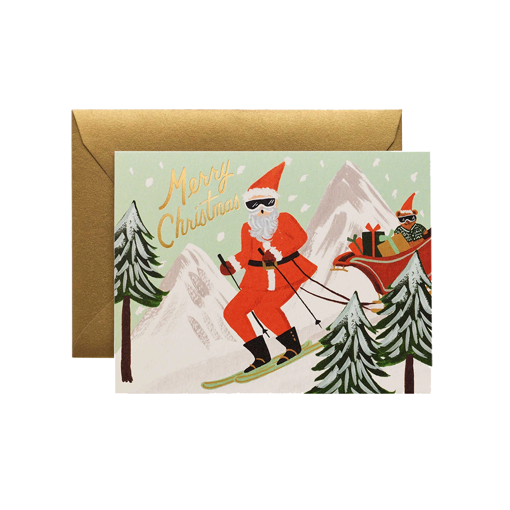 Rifle Paper Co. Card - Skiing Santa
