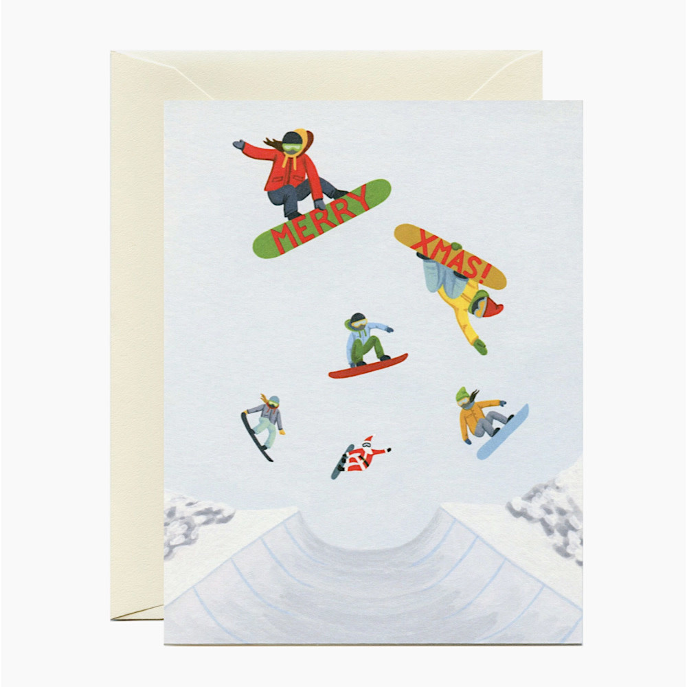 Yeppie Paper Card - Snowboarders Christmas
