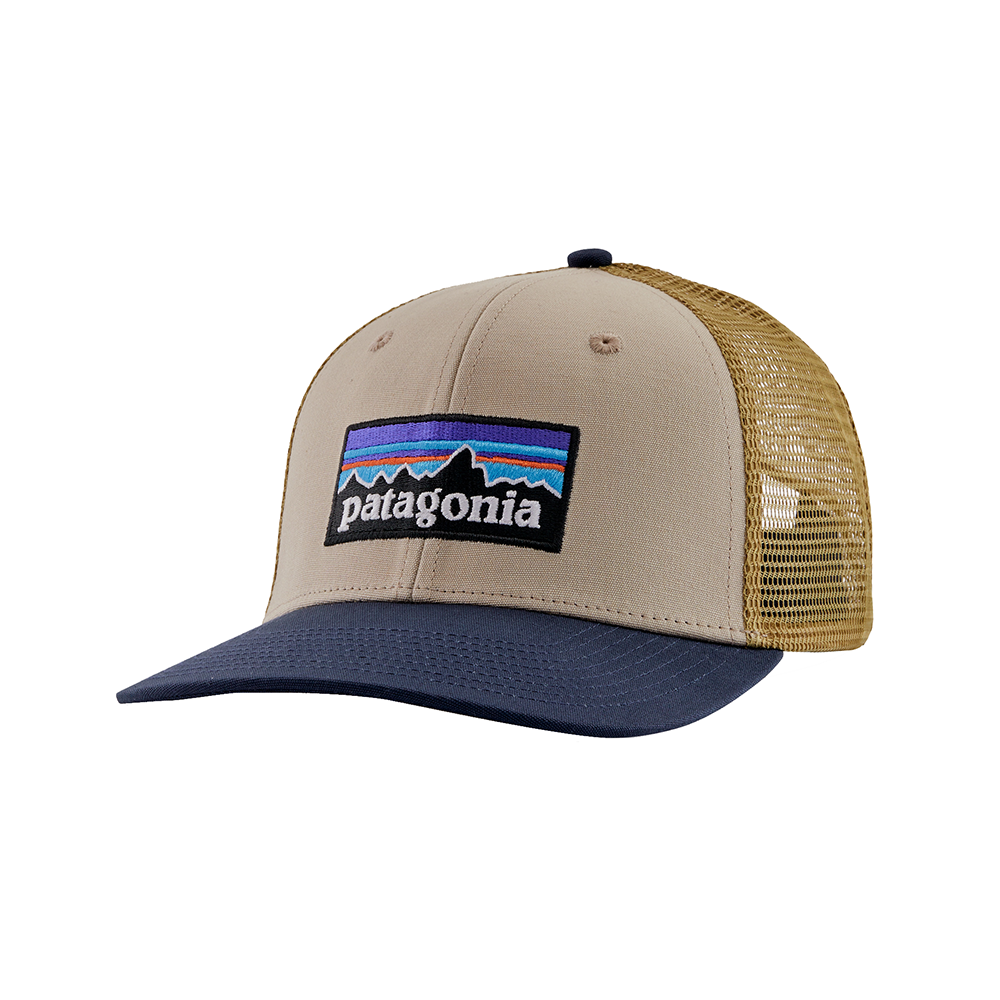 Patagonia Trucker Hat - P6 Logo - Oar Tan w/ New Navy