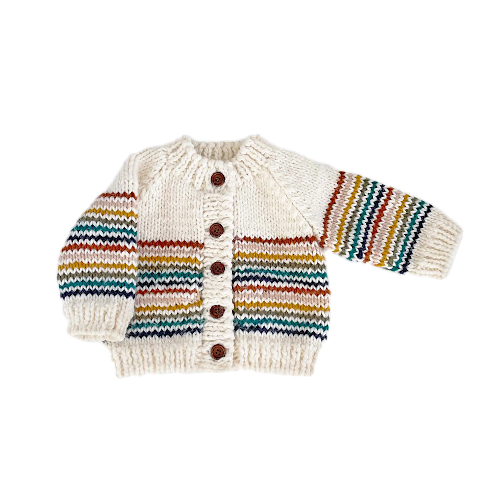 The Blueberry Hill Baby Rainbow Stripe Cardigan Retro