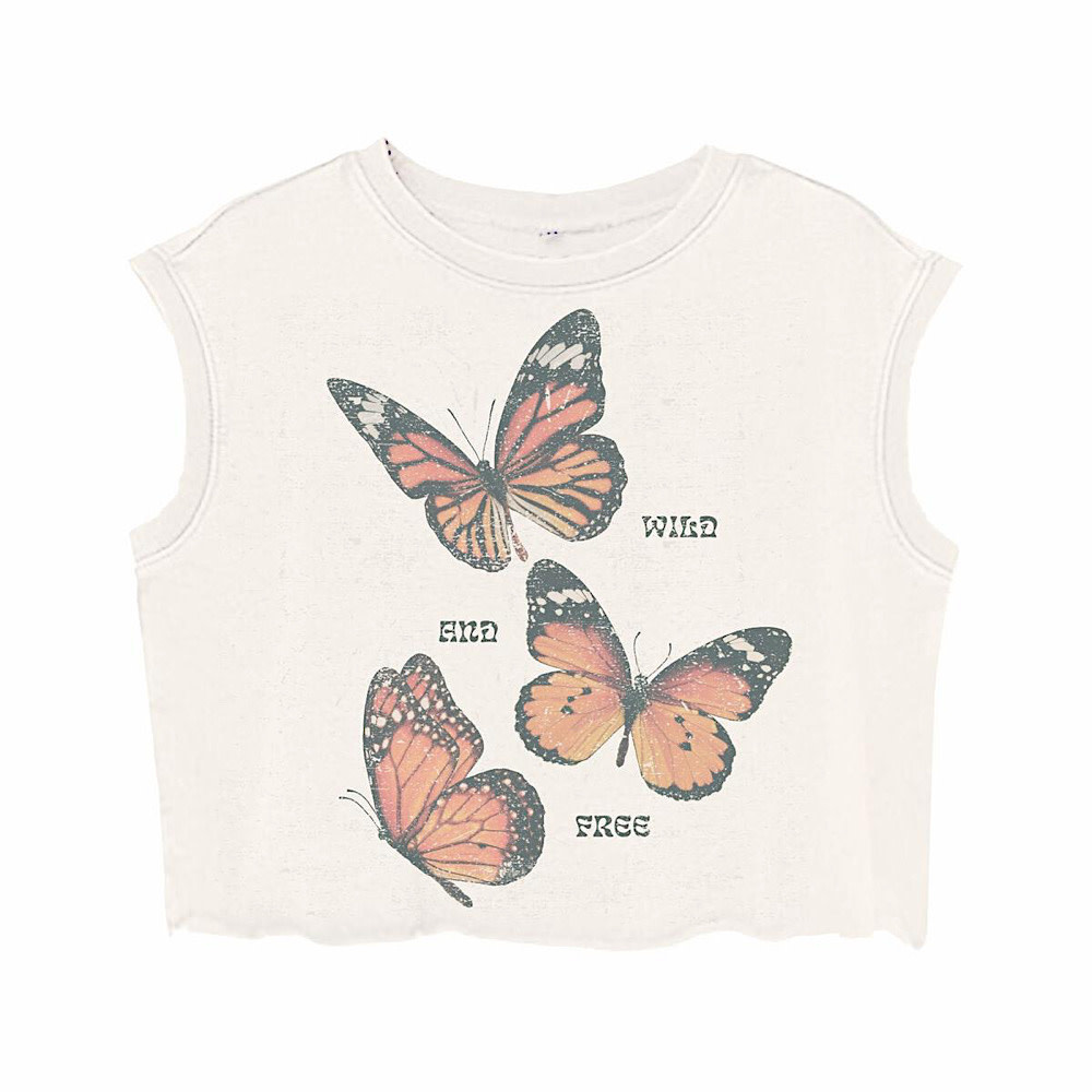 Tiny Whales Tiny Whales Wild and Free Boxy Muscle Tee - Natural