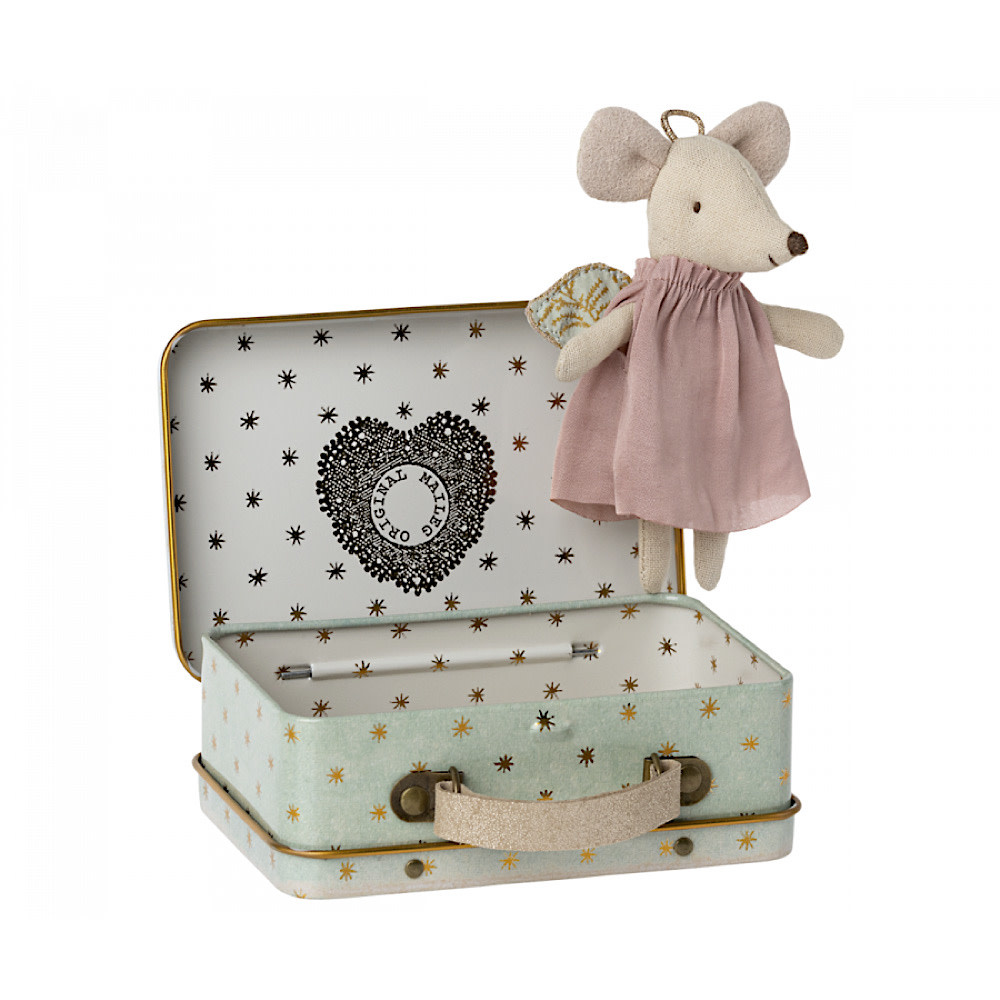 Maileg Maileg Guardian Angel Mouse in Blue Suitcase