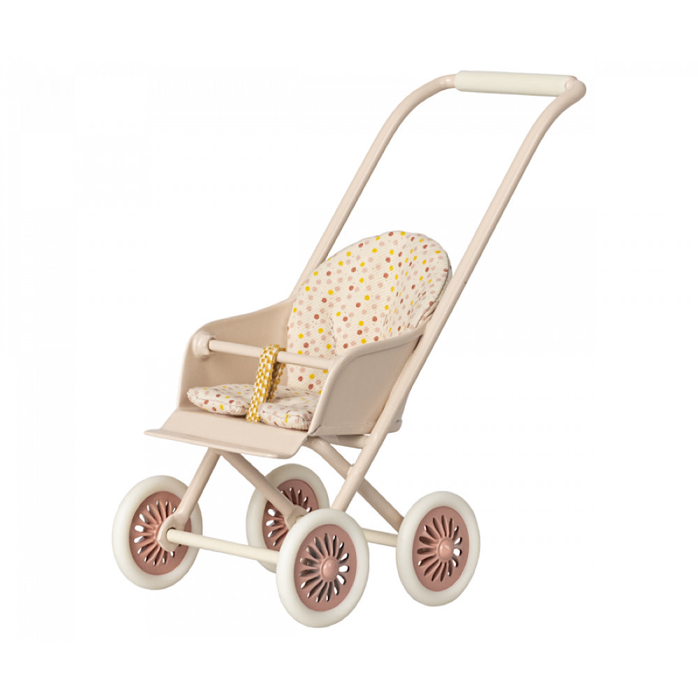 Maileg Maileg Micro Stroller - Powder - Polka Dot Pad