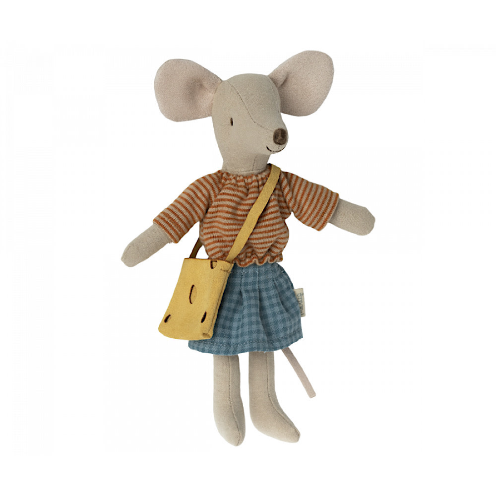 Maileg Maileg Mum Mouse - Blue Skirt Cheese Purse