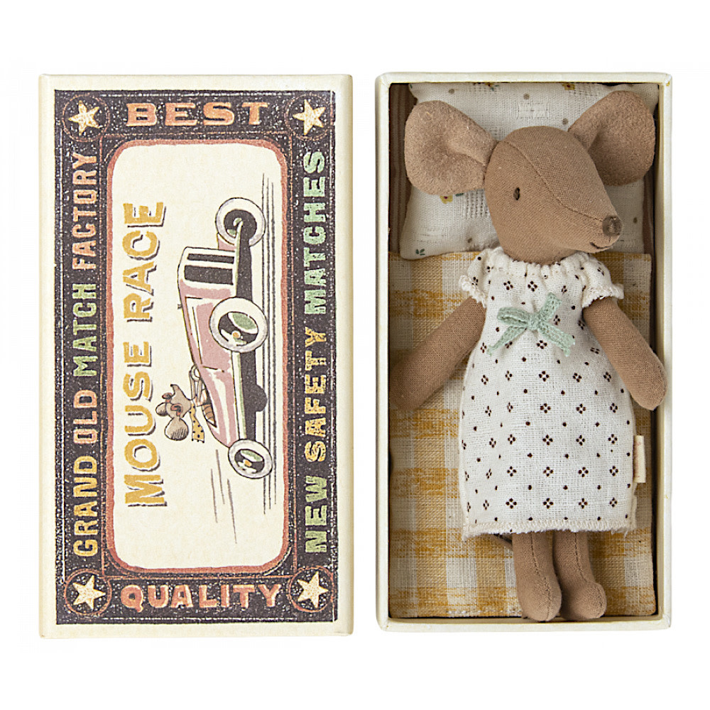 Maileg Big Sister Mouse - Matchbox - Nightgown Mint Ribbon