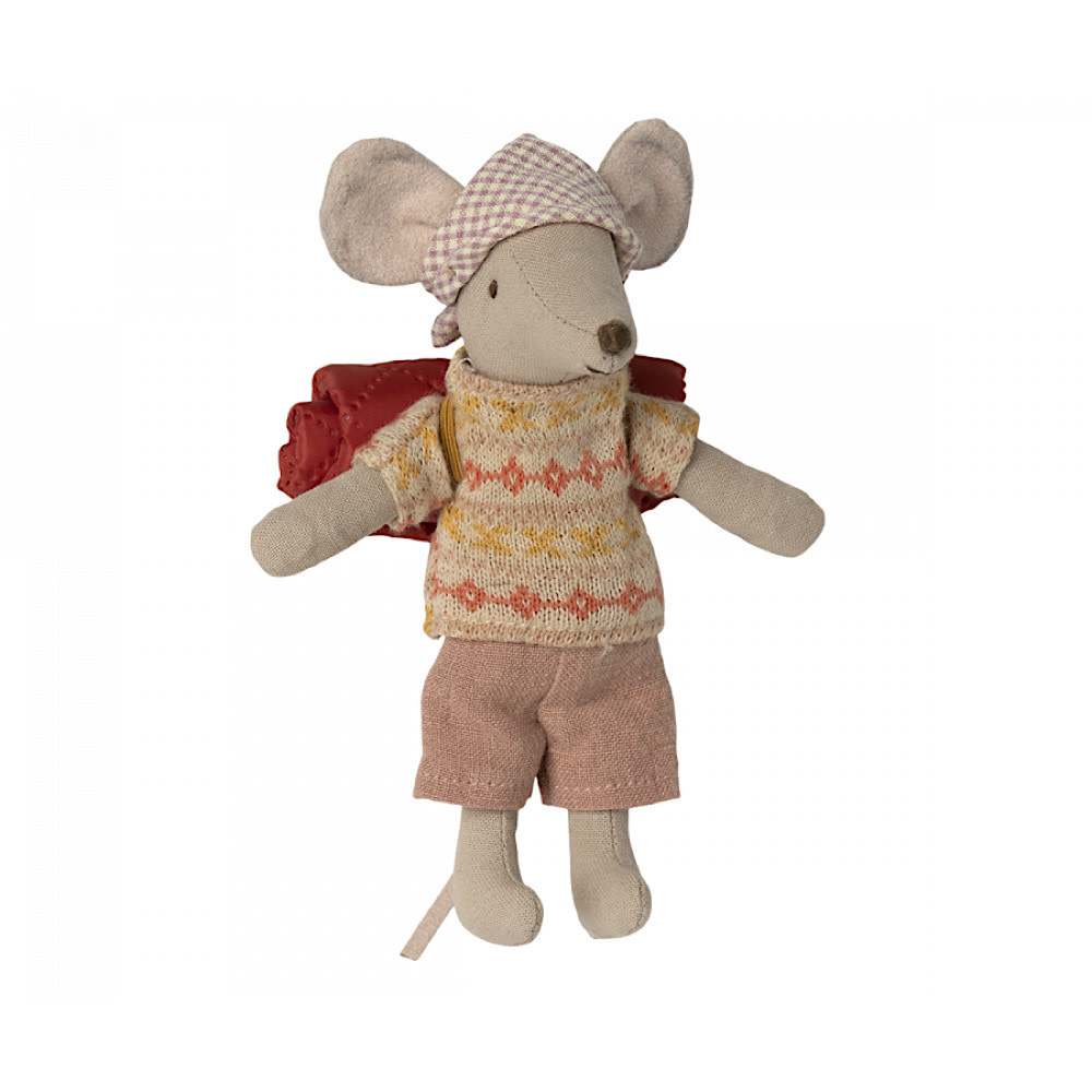 Maileg Maileg Big Sister Mouse - Hiker - Bandana Red Blanket