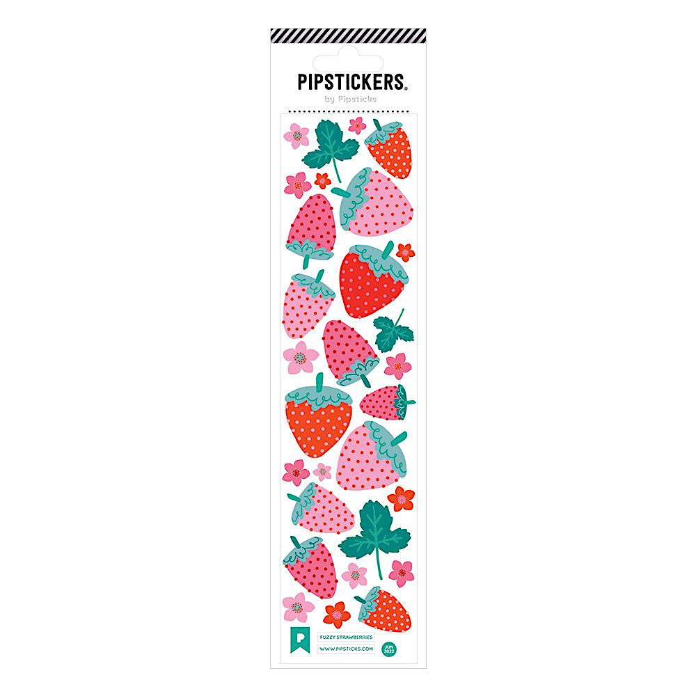 Pipsticks Pipsticks Fuzzy Sticker Sheet - Strawberries
