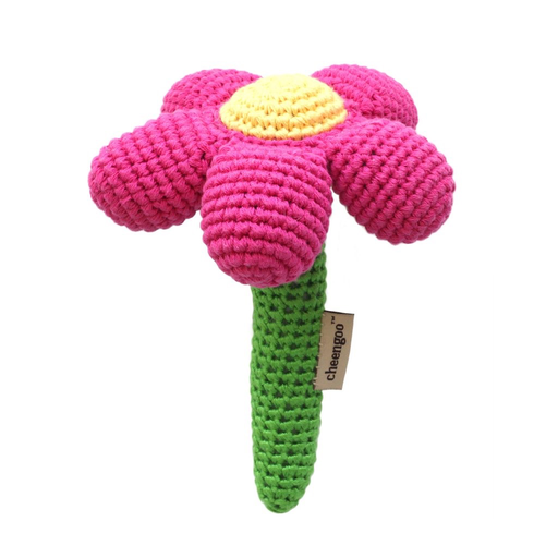 Cheengoo - Flower Crocheted Rattle - Magenta