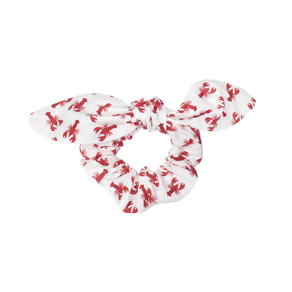 Two Little Beans Petite Scrunchie with Bow - Lobster