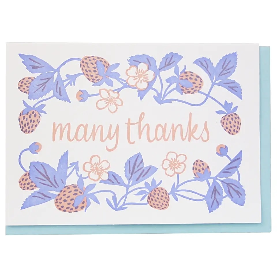 Smudge Ink - Strawberry Many Thanks Card