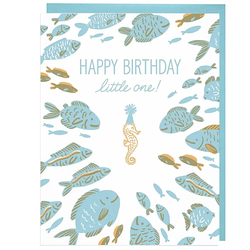 Smudge Ink - Seahorse Birthday Card