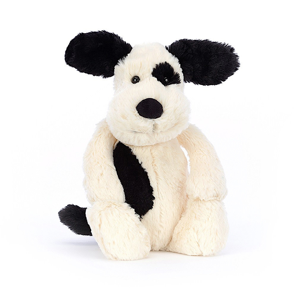 Jellycat Bashful Black & Cream Puppy - Medium 12 Inches