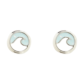 Pura Vida Pura Vida Opal Enamel Wave Stud Earrings - Silver