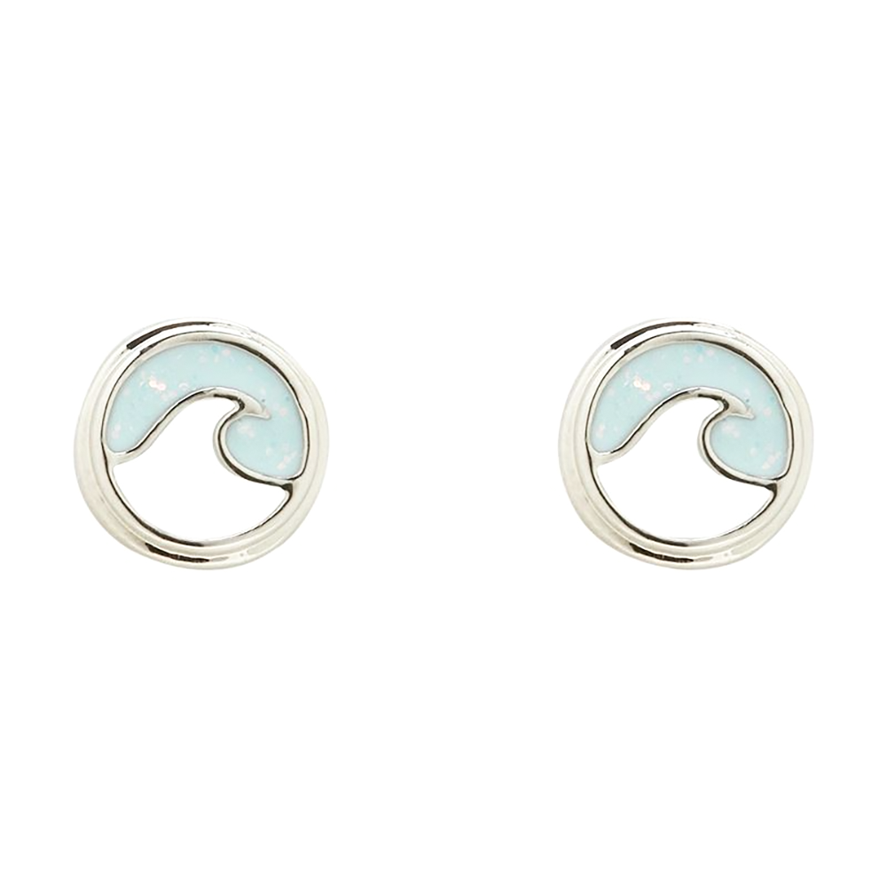 Pura Vida Pura Vida - Stud Earrings - Opal Enamel Wave - Silver