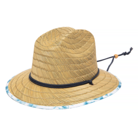 San Diego Hat Company Kid's Straw Lifeguard Hat - Indigo Print Underbrim - 5-7y