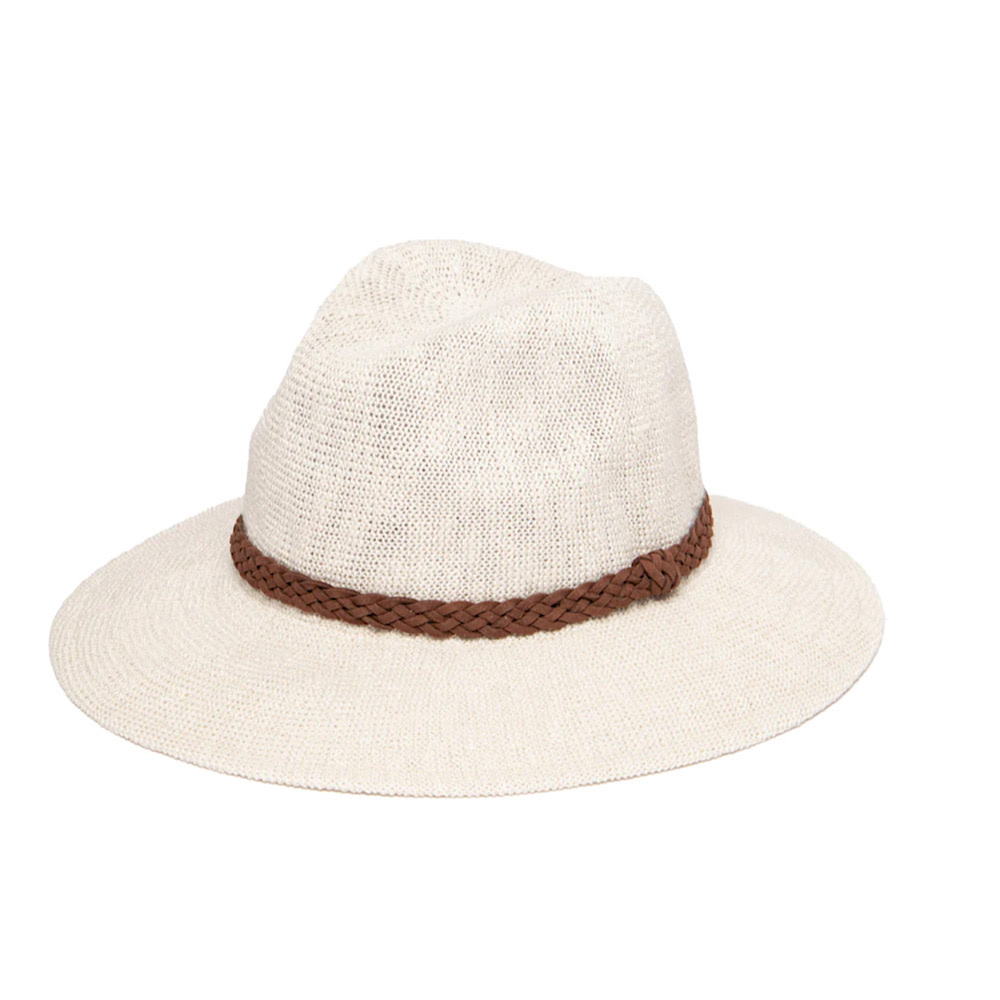 Any Day Fedora with Braided Trim  - Ivory