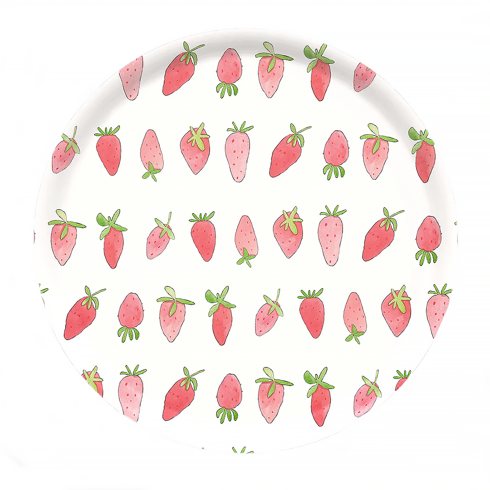 Sara Fitz - Round Tray - Strawberry