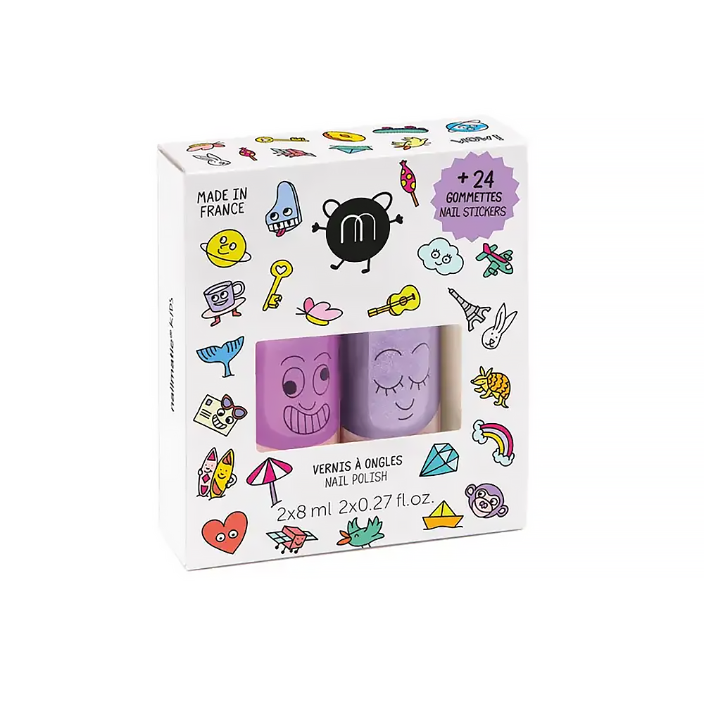 Nailmatic Nailmatic - Nail Polish 2 Pack With Stickers - Wow
