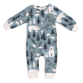 Winter Water Factory Winter Water Factory French Terry Jumpsuit - Northern Animals Mountain Blue