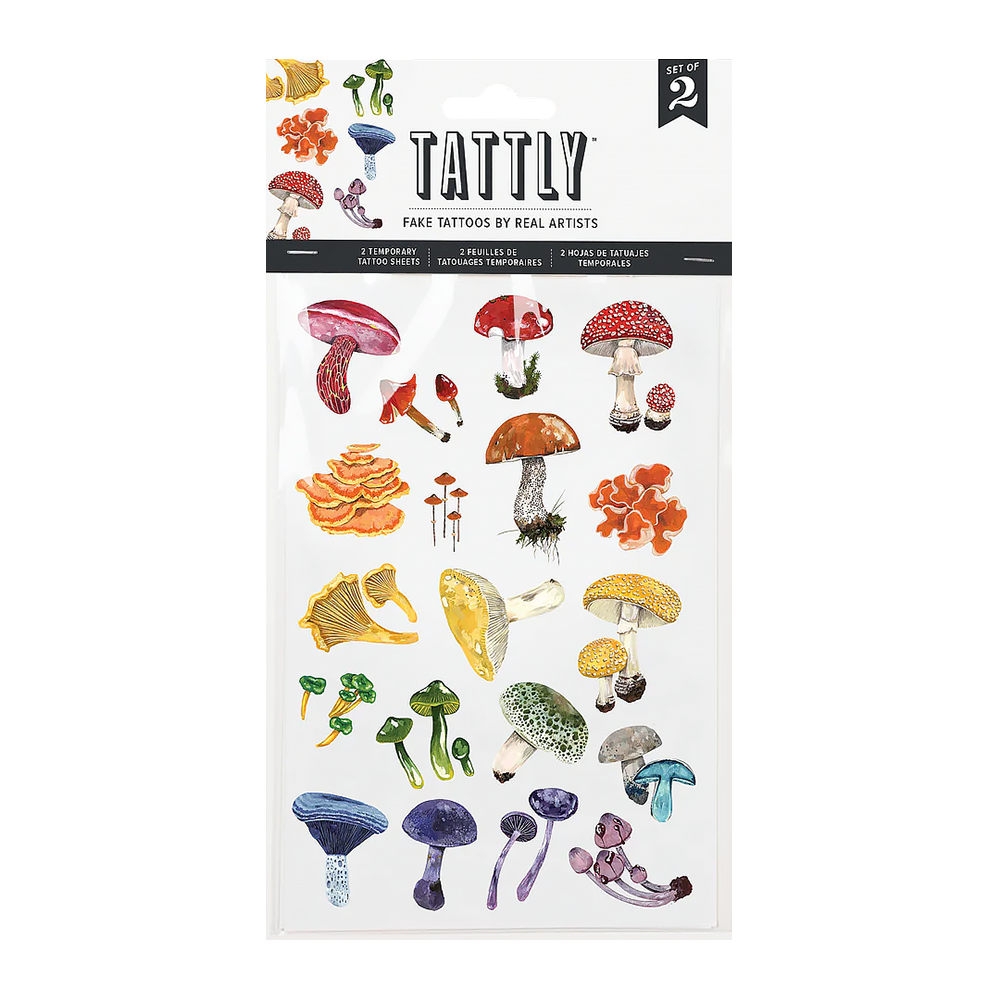 Tattly Tattly Tattoo Set of 2 - Colorful Mushrooms