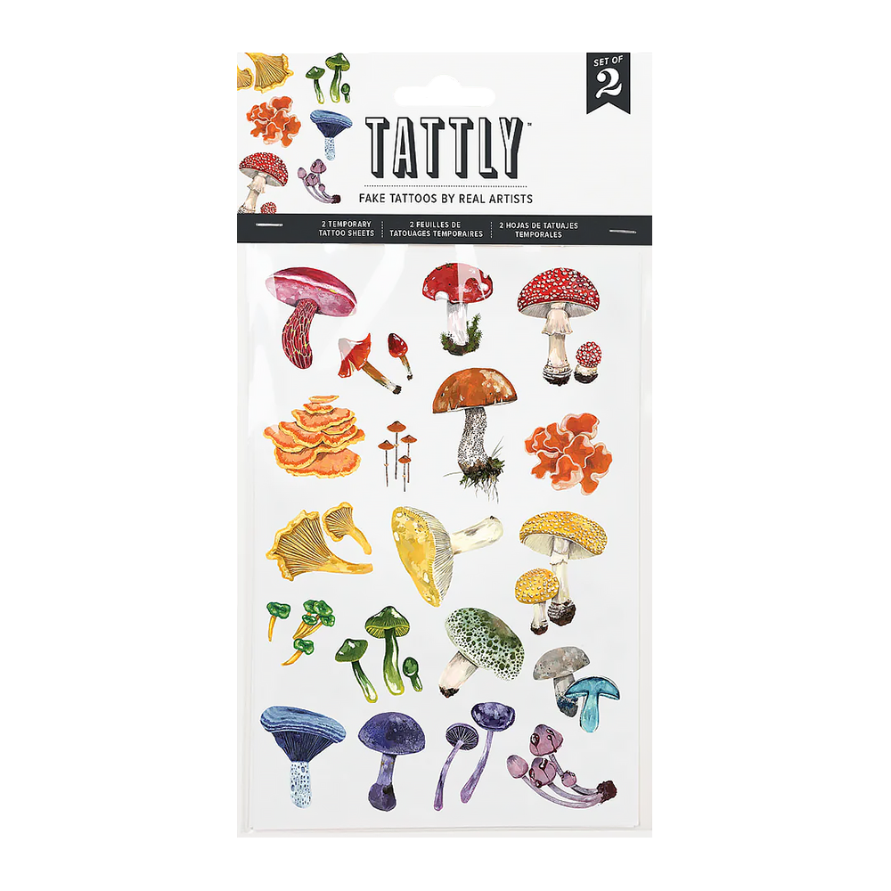 Tattly Tattly Tattoo Sheet Set of 2 - Colorful Mushrooms