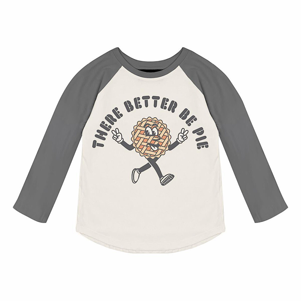 Tiny Whales Better Be Pie Raglan Long Sleeve - Natural/Faded Black