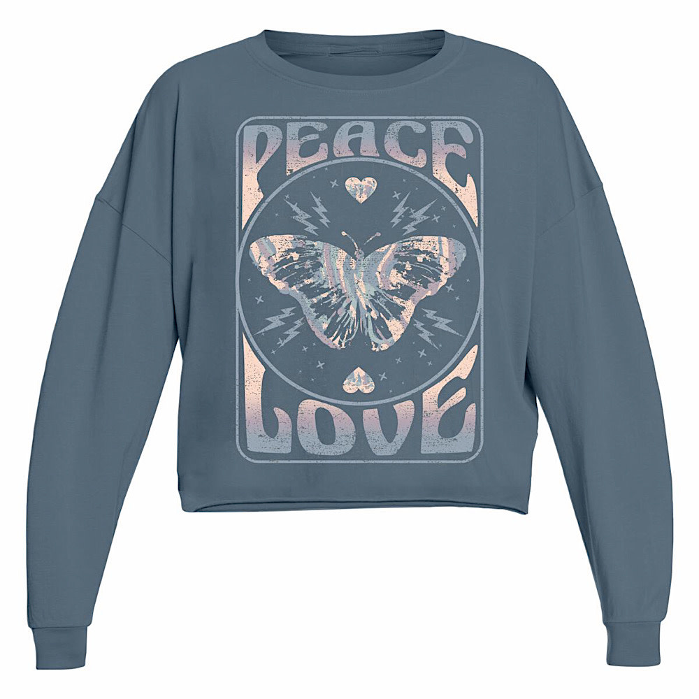 Tiny Whales Peace and Love Oversized Long Sleeve Tee - Navy