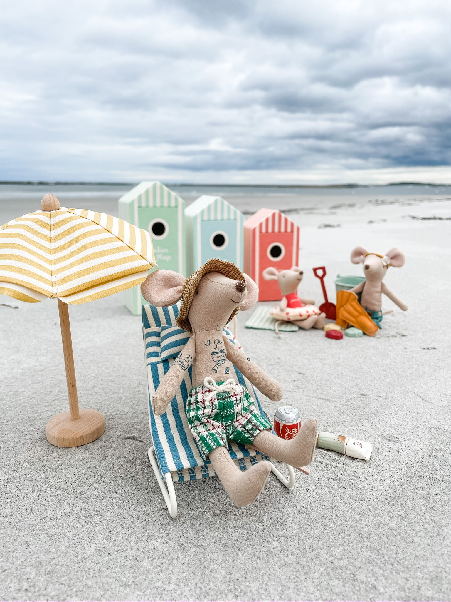 Maileg Dad Mouse - Beach Cabin de Plage - Mint