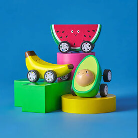 Kikkerland Fruit-Fun Pullback Cars