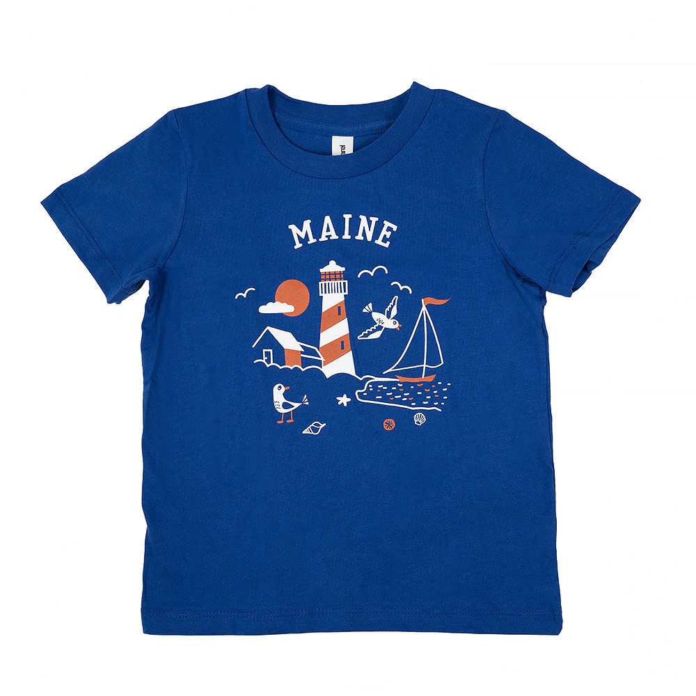 Pinecone + Chickadee Maine Lighthouse T-Shirt