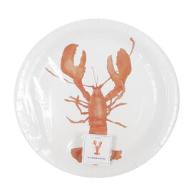 Core Home Core Home Sara Fitz Paper Dinner Plates -  Set of 16 - Lobster