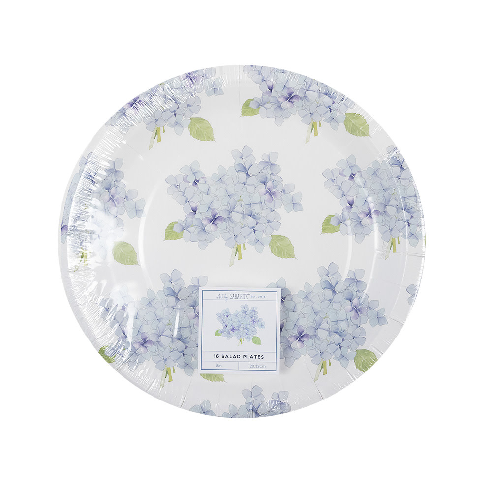 Core Home Sara Fitz - Paper Salad Plates - Set of 16 - Hydrangea