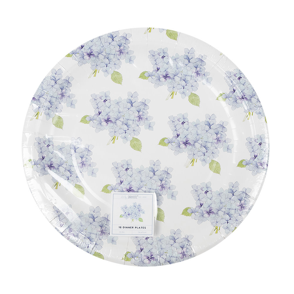 Core Home Sara Fitz - Paper Dinner Plates - Set of 16 - Hydrangea