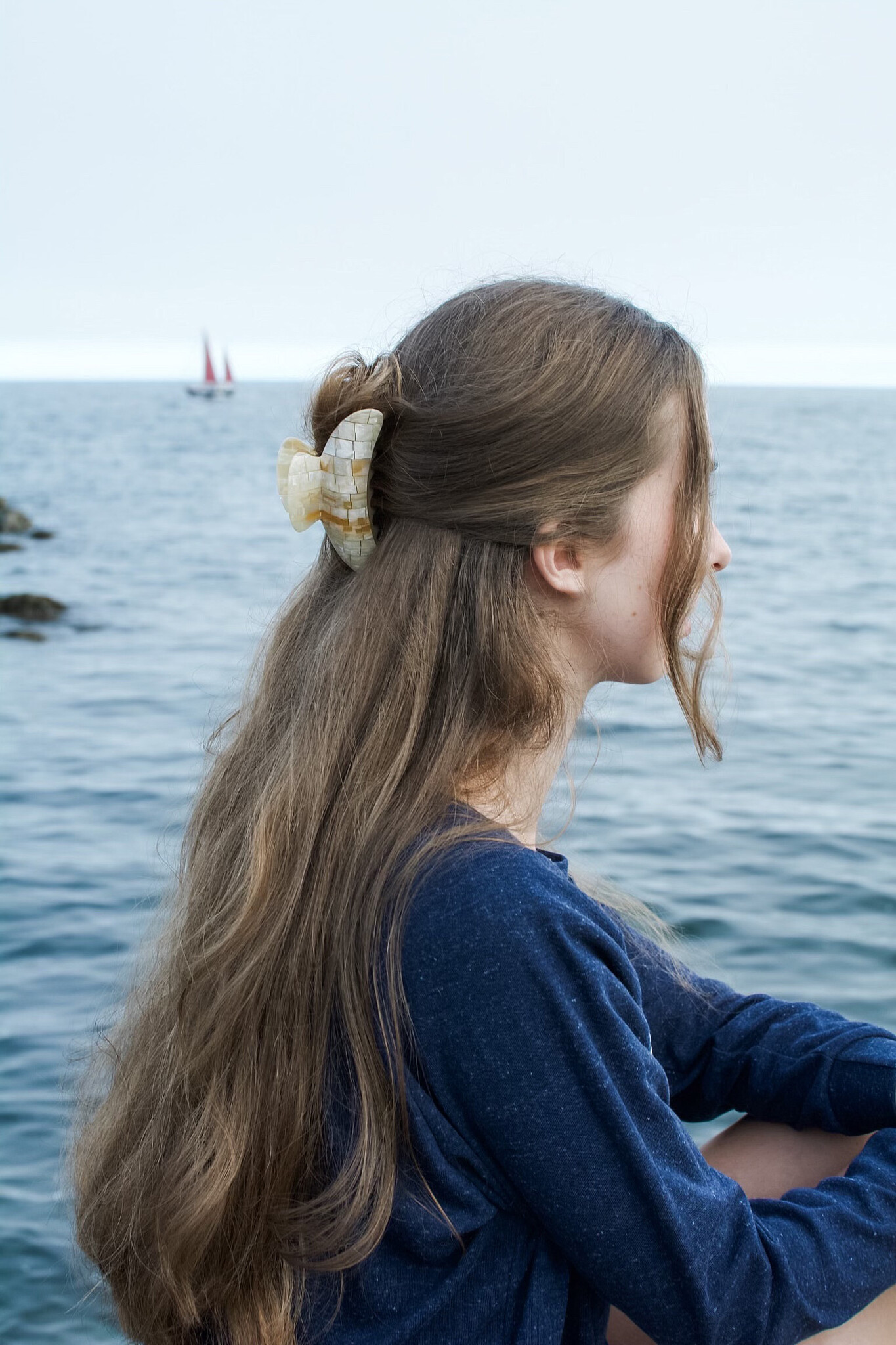 Machete Grande Claw Hair Clip - Sea Shell Checker