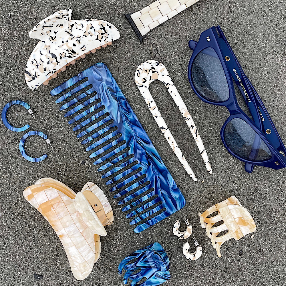 Machete Midi Claw Hair Clip - Sea Shell Checker