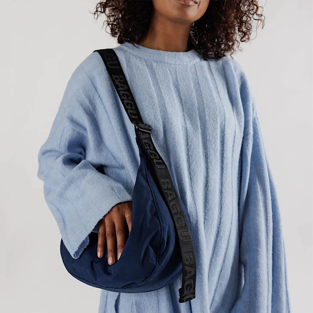 Baggu Medium Nylon Crescent Bag - Navy