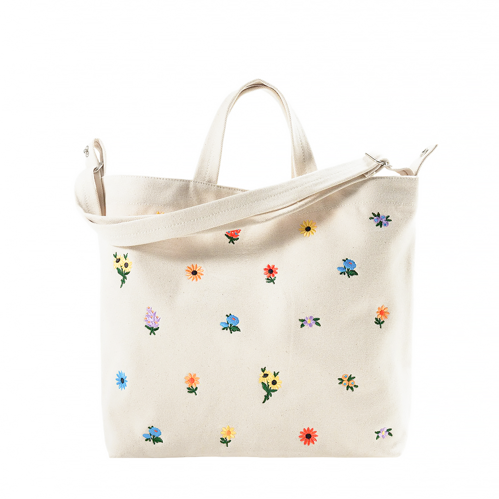 Baggu Baggu - Horizontal Zip Duck Bag - Embroidered Ditsy Floral