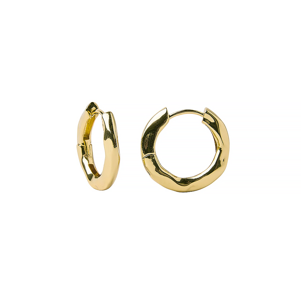 Machete - Baby Wavy Hinge Hoop Earrings - Gold Plated