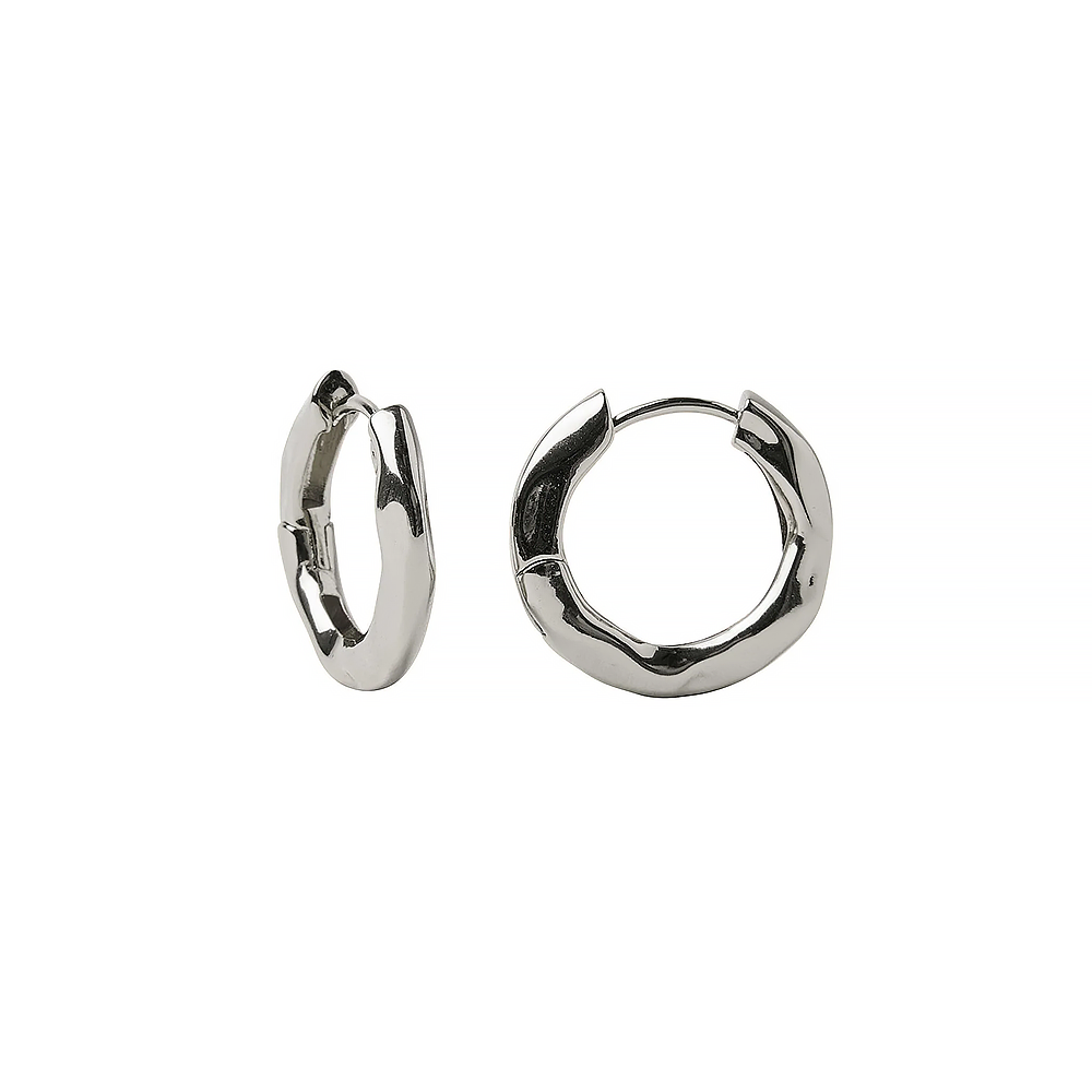 Machete Machete - Baby Wavy Hinge Hoop Earrings - Silver Plated