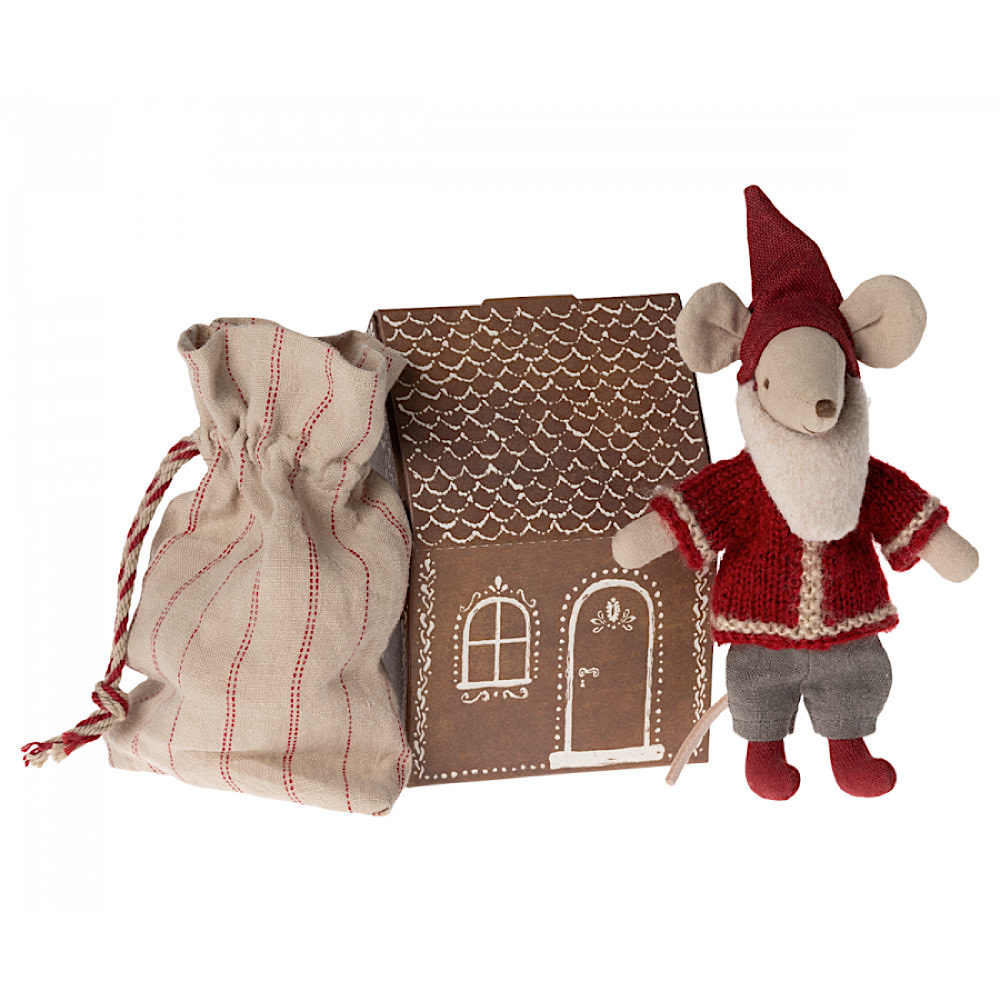 Maileg Maileg Santa Mouse Big Brother with Gingerbread House