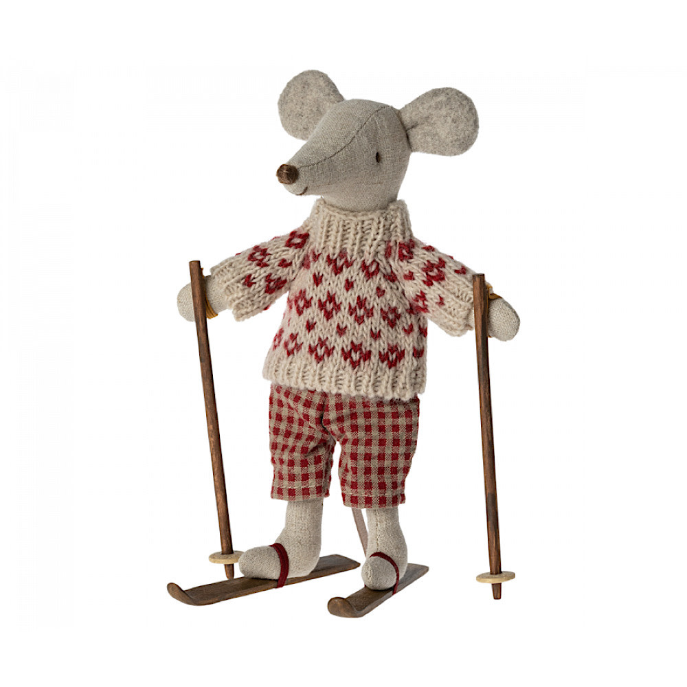 Maileg Maileg Mum Mouse - Ski - White Sweater