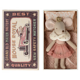 Maileg Maileg Little Sister Mouse - Princess - Matchbox - White Shawl