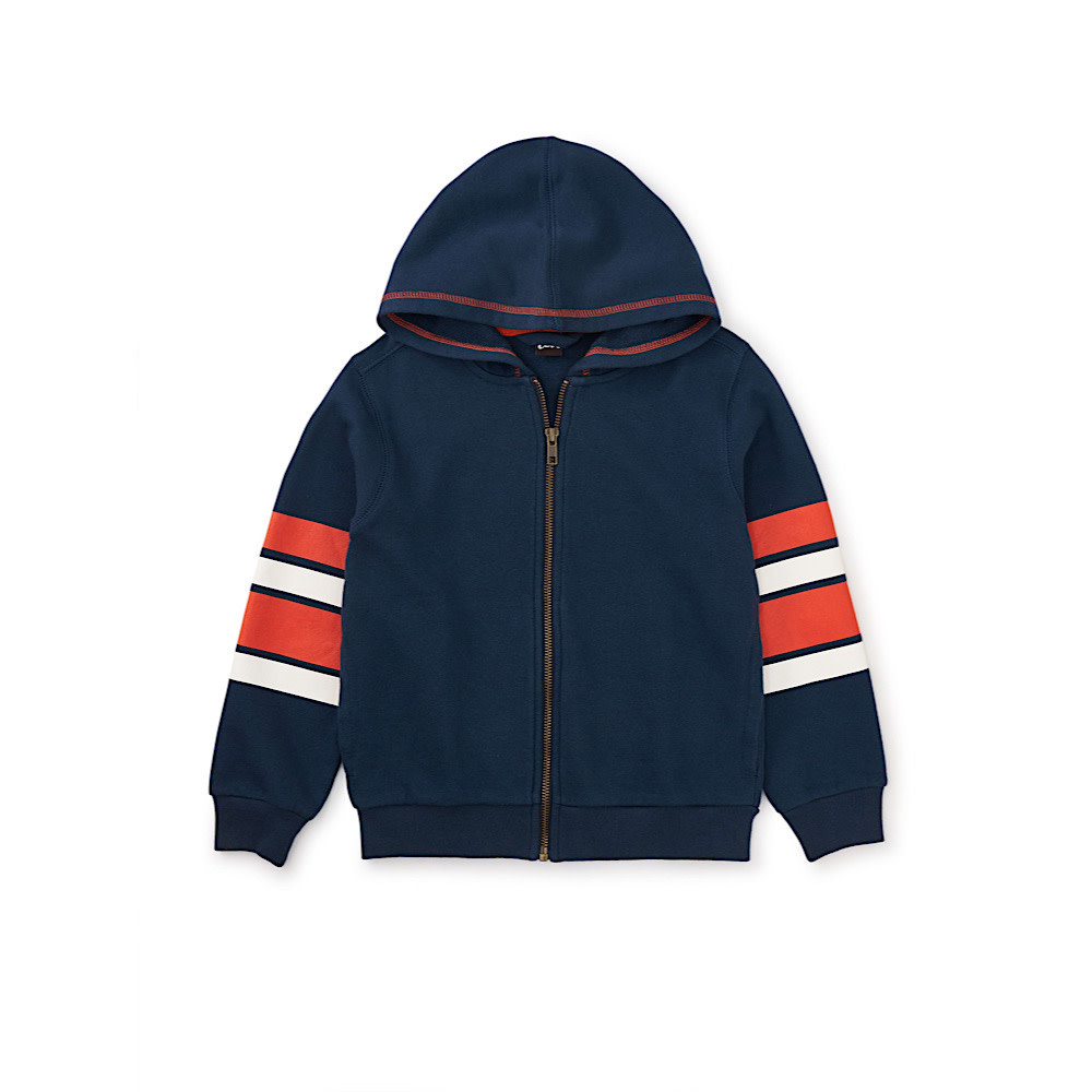 Tea Collection Tea Collection Elbow Stripe Hoodie - Whale Blue