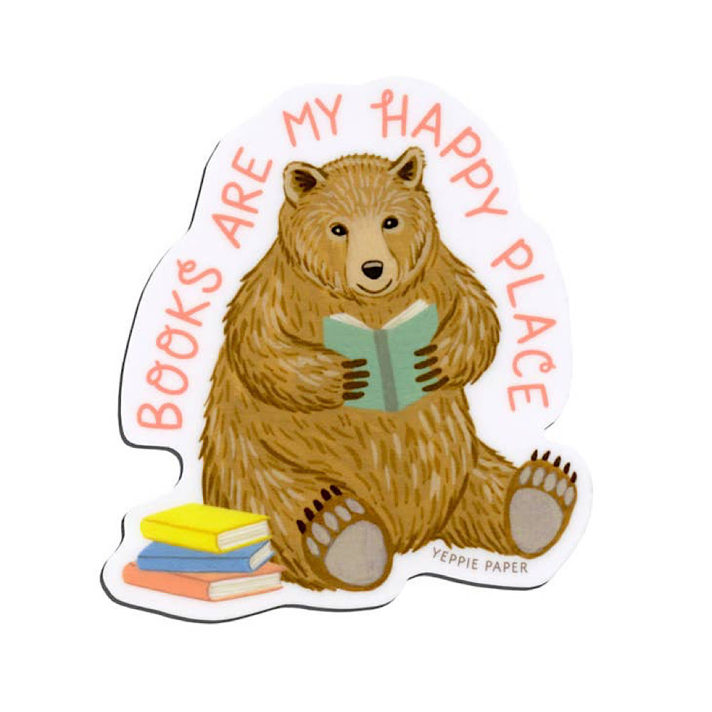 Yeppie Paper - Books Are My Happy Place Bear Sticker